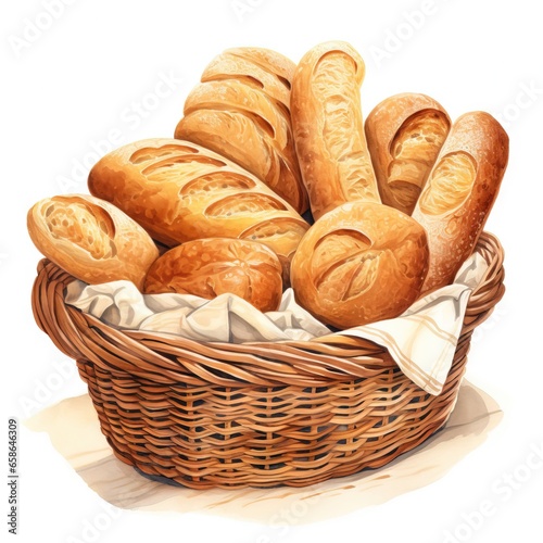 Basket fresh baked bread AI generated image