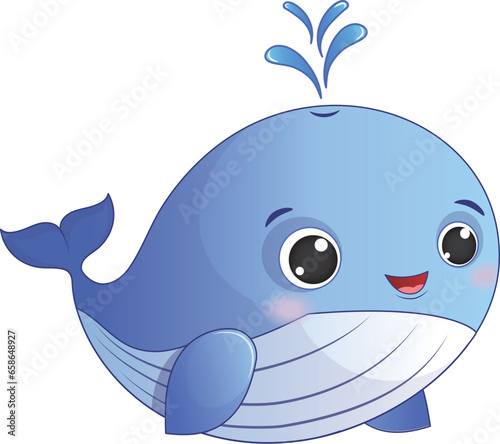 Vector Cute Cartoon Sea Whale