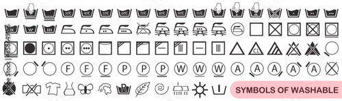Marks on clothes. Correct washing. Laundry and laundry isolated icons.