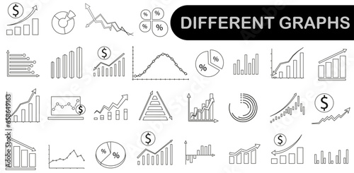 Icons for business. Financial ups and downs chart. Simple vector line icon.