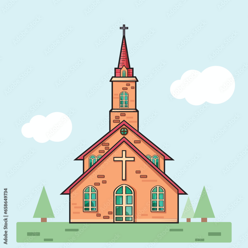 Naklejka premium Church building vector art