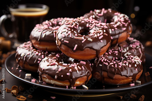 Chocolate donuts on a plate