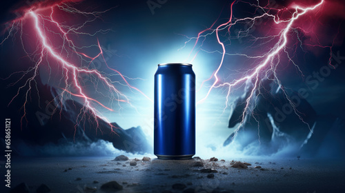 Energy drink can with lightning