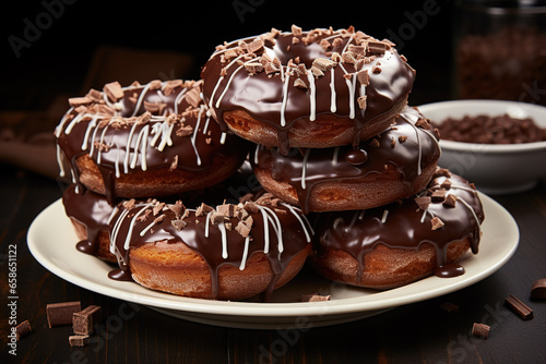 Chocolate donuts on a plate