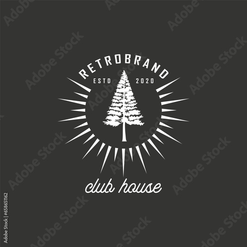 Vintage wild pine design logo vector, Evergreen logo design inspiration - vector