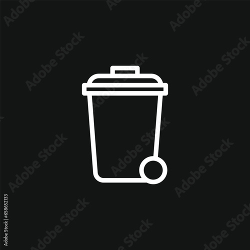 Black isolated icon of dumpster on white background. Silhouette of bin for trash. Flat design.
