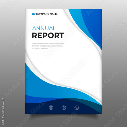 Blue business Annual report modern cover template design