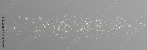 Golden magic dust png. Light effect. Magic glow. Spraying glowing particles png. Christmas glowing background.