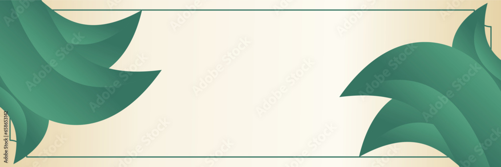 Obraz premium green leaf shape background, free copy space area. vector design for banner, greeting card, poster, social media, web.