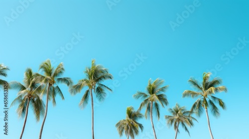 a row of palm tree with clear blue sky 
