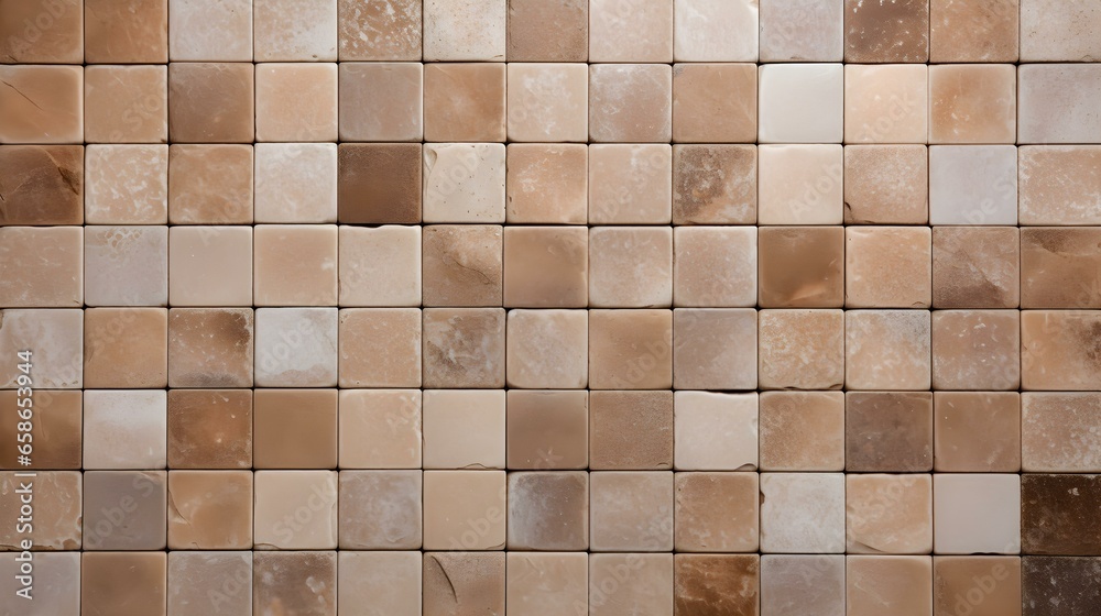 Pattern of Mosaic Tiles in light brown Colors. Top View Pattern of Mosaic Tiles in light brown Colors. Top View