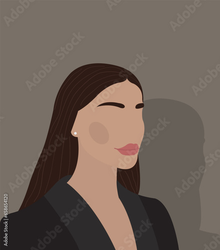 Illustration of stylish girl on dark grey background.