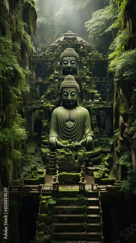 Serene Sanctuary  The Majestic Temple in the Jungle buddha statue at temple