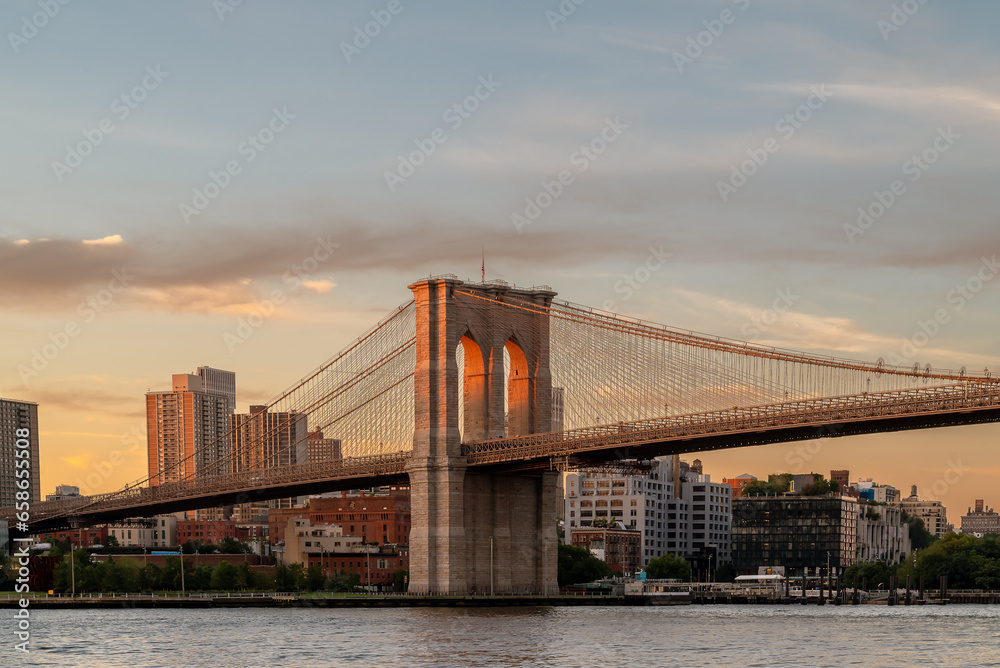 Brooklyn bridge is one of the oldest suspension bridge in USA. Connecting Manhattan with Brooklyn. Two levels bridge. Lower level it has for cars and public transport, upper for walkers.