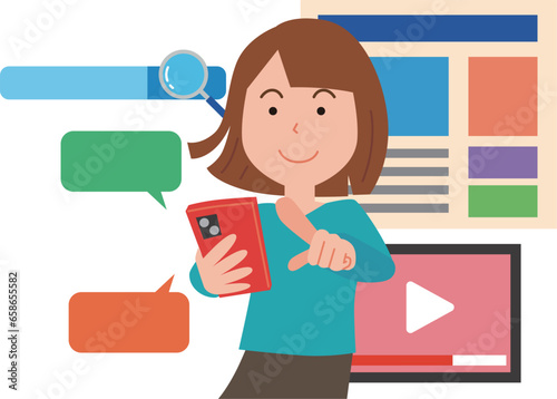 インターネットを活用する女性