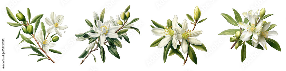 Olive Flower Hyperrealistic Highly Detailed Isolated On Transparent Background PNG File