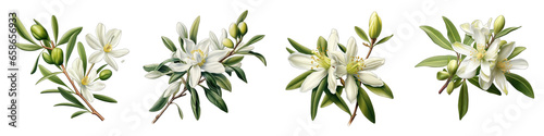 Olive Flower Hyperrealistic Highly Detailed Isolated On Transparent Background PNG File