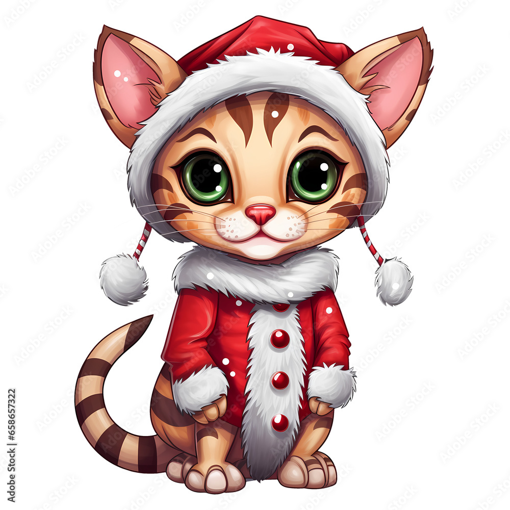Cute Bengal Cat Christmas Clipart Illustration Cute Bengal Cat Christmas Clipart Illustration