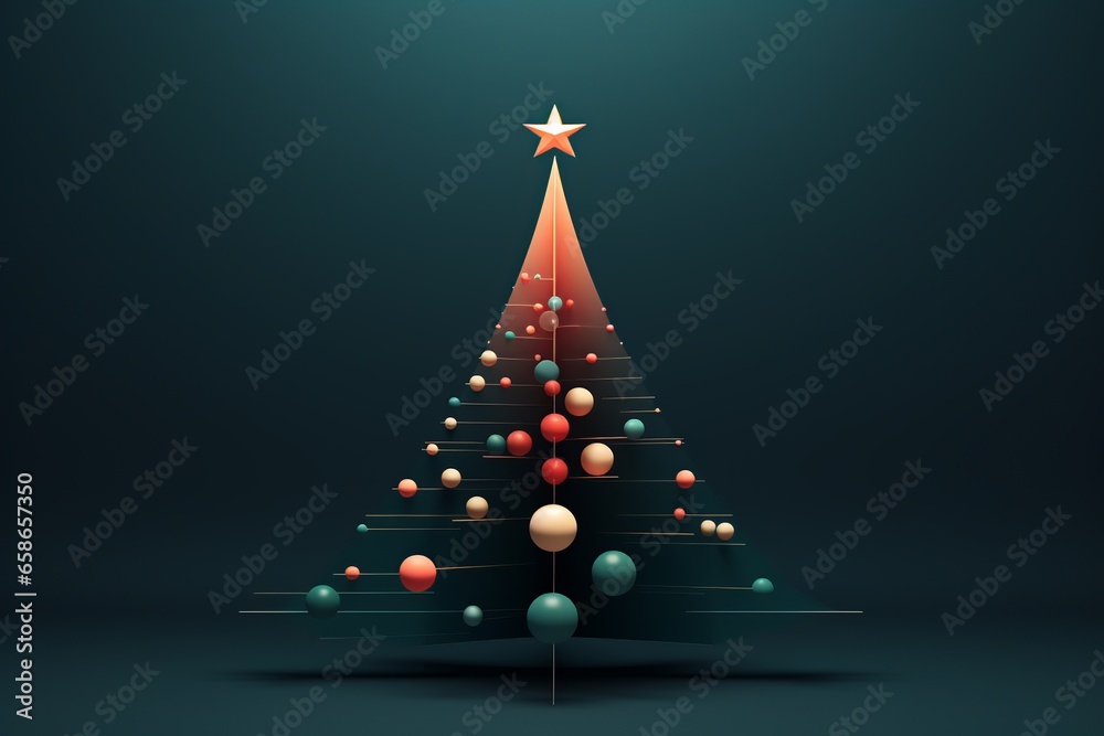 Abstrakter Weihnachtshintergrund mit Weihnachtsbaum in grüner Farbe, Podiumsdesign für Vitrine oder Produktpräsentation, Ki generriert - obrazy, fototapety, plakaty 