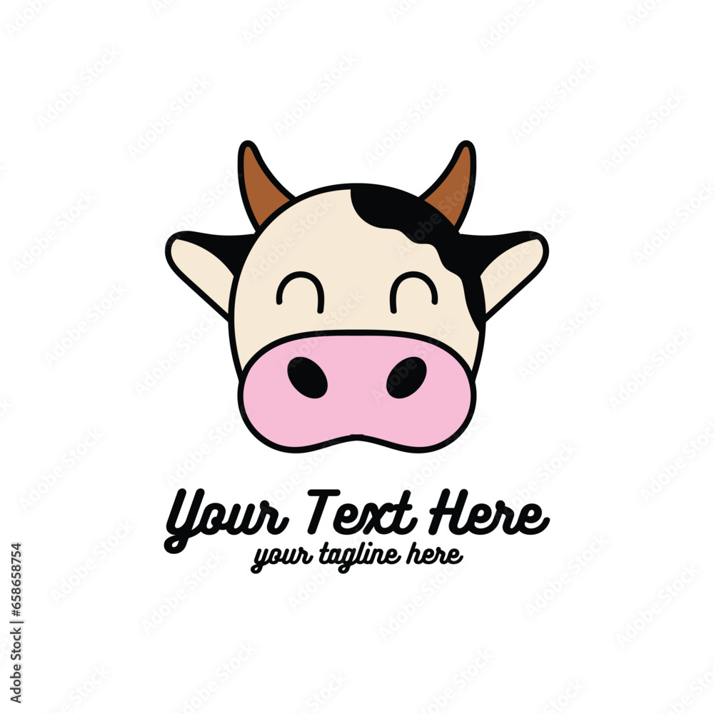 Cute Funny Smile Cow Head Face Cartoon Mascot Character Icon Illustration Design Cute Funny Smile Cow Head Face Cartoon Mascot Character Icon Illustration Design