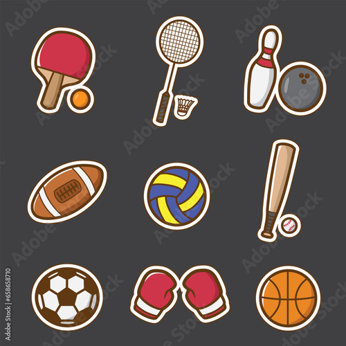 set of sport icons good for sticker  pins  t shirt pattern and design