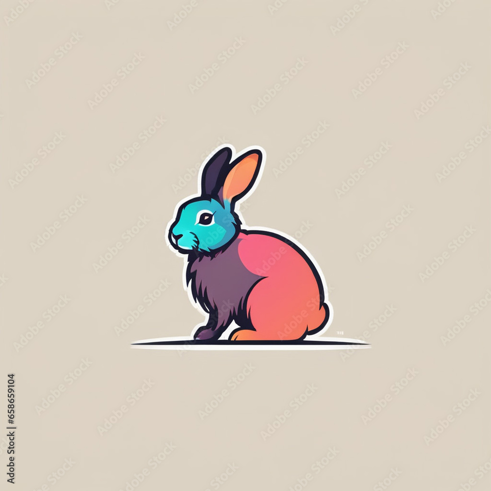 Obraz premium a colorful logo of a rabbit. Generative AI