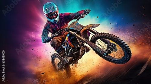 Motorcyclist Sports in Dramatic colors
