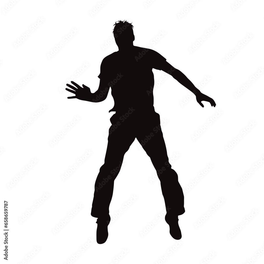 Vector silhouette of man jumping on white background. Symbol of sport and happiness. Vector silhouette of man jumping on white background. Symbol of sport and happiness.