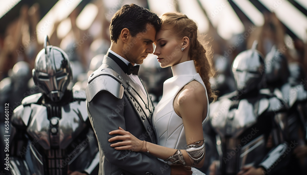 Wedding photographer in space futuristic wedding