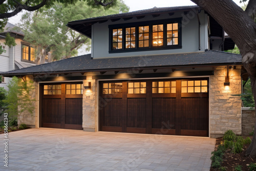 Solid Wood Garage Doors With Windows photo