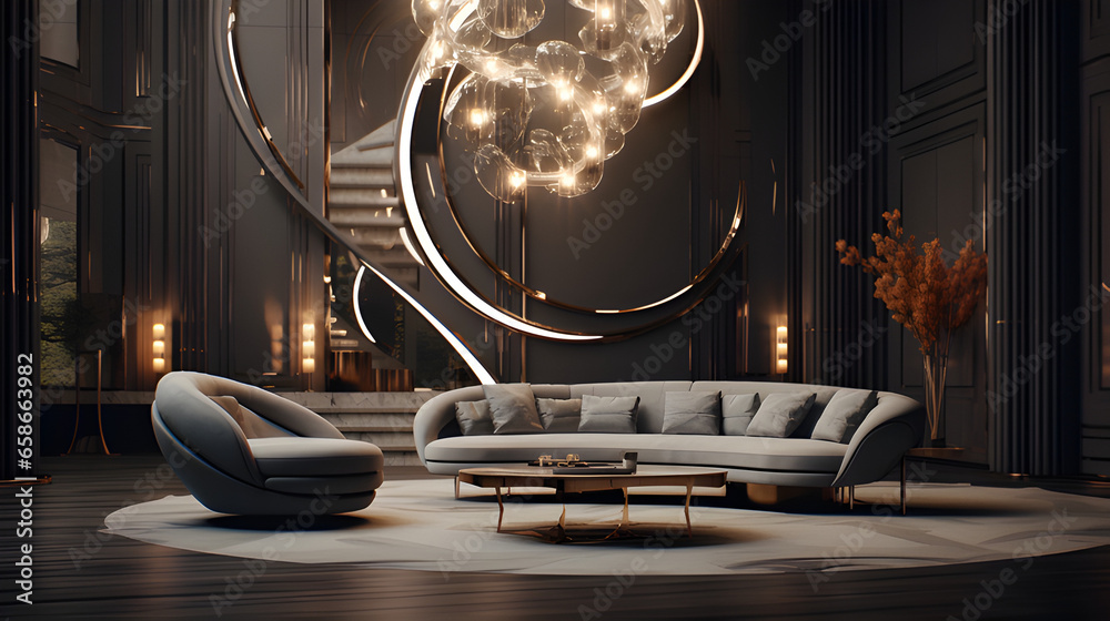 Luxury living room. luxury interior 3d render.