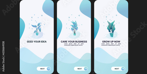 3 Mobile App Screens For Business application app design Business ui app template 