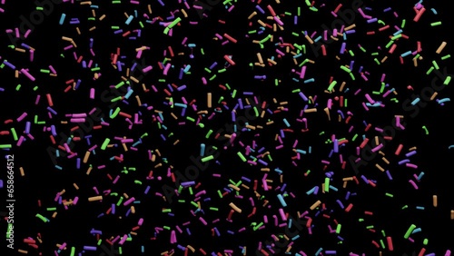 Animated 3D Coloured Sprinkles Hundreds and Thousands Falling Transparent Background