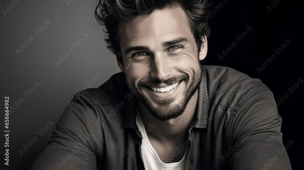 Portrait of a handsome young man smiling at the camera Portrait of a handsome young man smiling at the camera