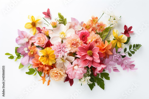 Bouquet of flowers on white background