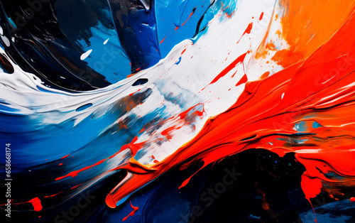 Abstract watercolor paint background. Blue, orange, red and white color with liquid fluid grunge texture for wallpaper. photo