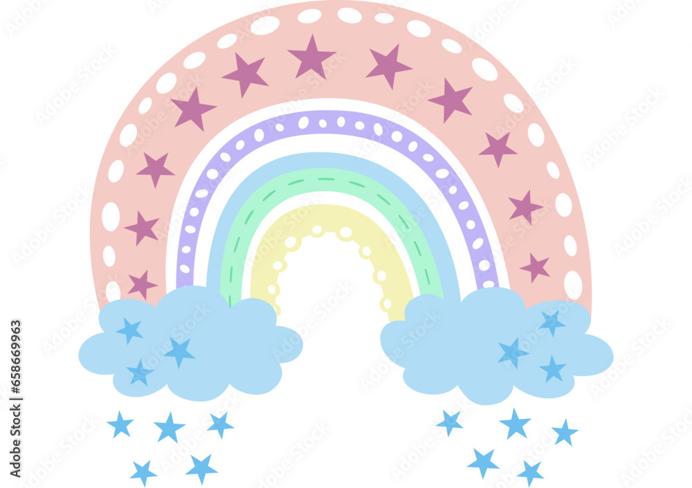 Boho Regenbogen mit transparentem Hintergrund 