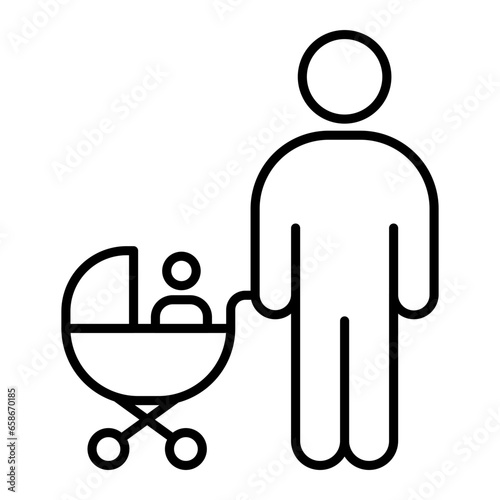 Father With Baby Outline Icon