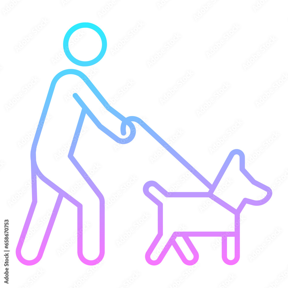 Dog Walking Gradient Icon Dog Walking Gradient Icon