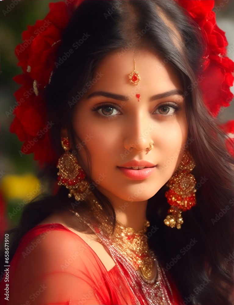 Naklejka premium Crowning Glory: An Elegant Woman's Portrait