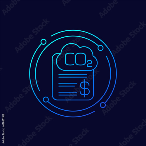 carbon credit icon in linear design