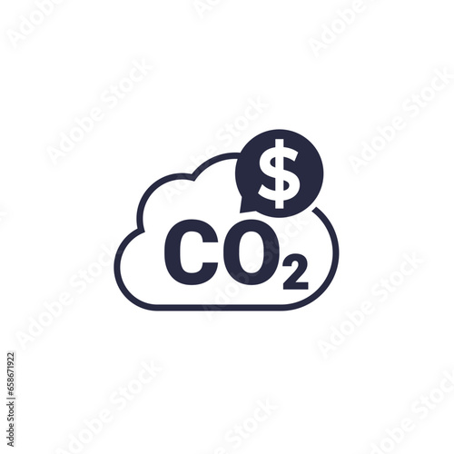 carbon credit icon, co2 gas cost vector