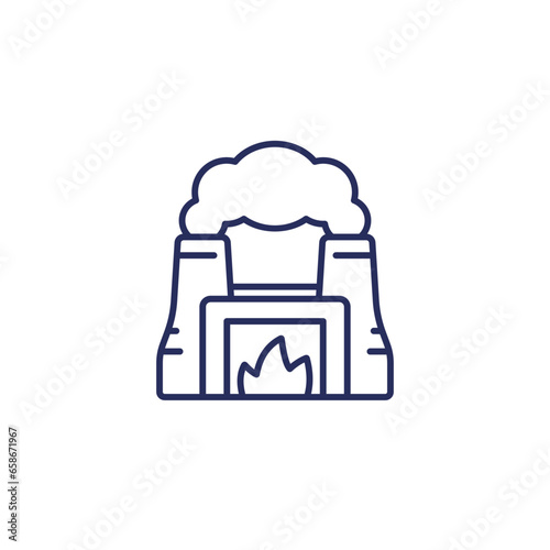 incineration plant icon, line vector