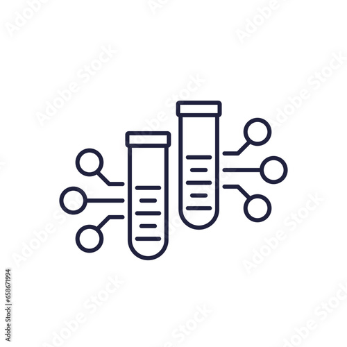 lab samples line icon with test tubes