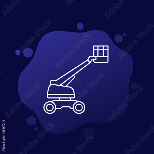 aerial work platform icon, line vector