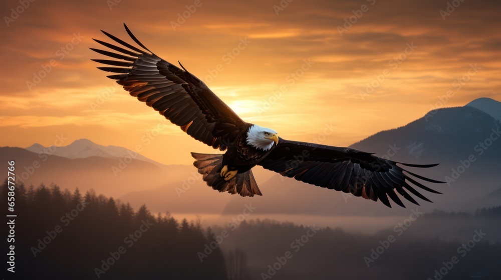 Fototapeta premium Eagle Soaring Above Nature