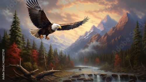 Eagle Soaring Above Nature photo