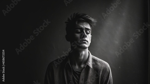 A young man in his tweenties suffering from depression.generative ai  © Luke