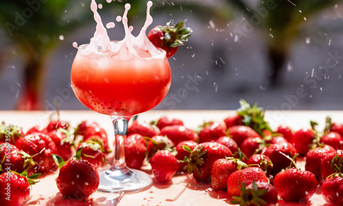 Red Cocktail or Strawberry Juice photo