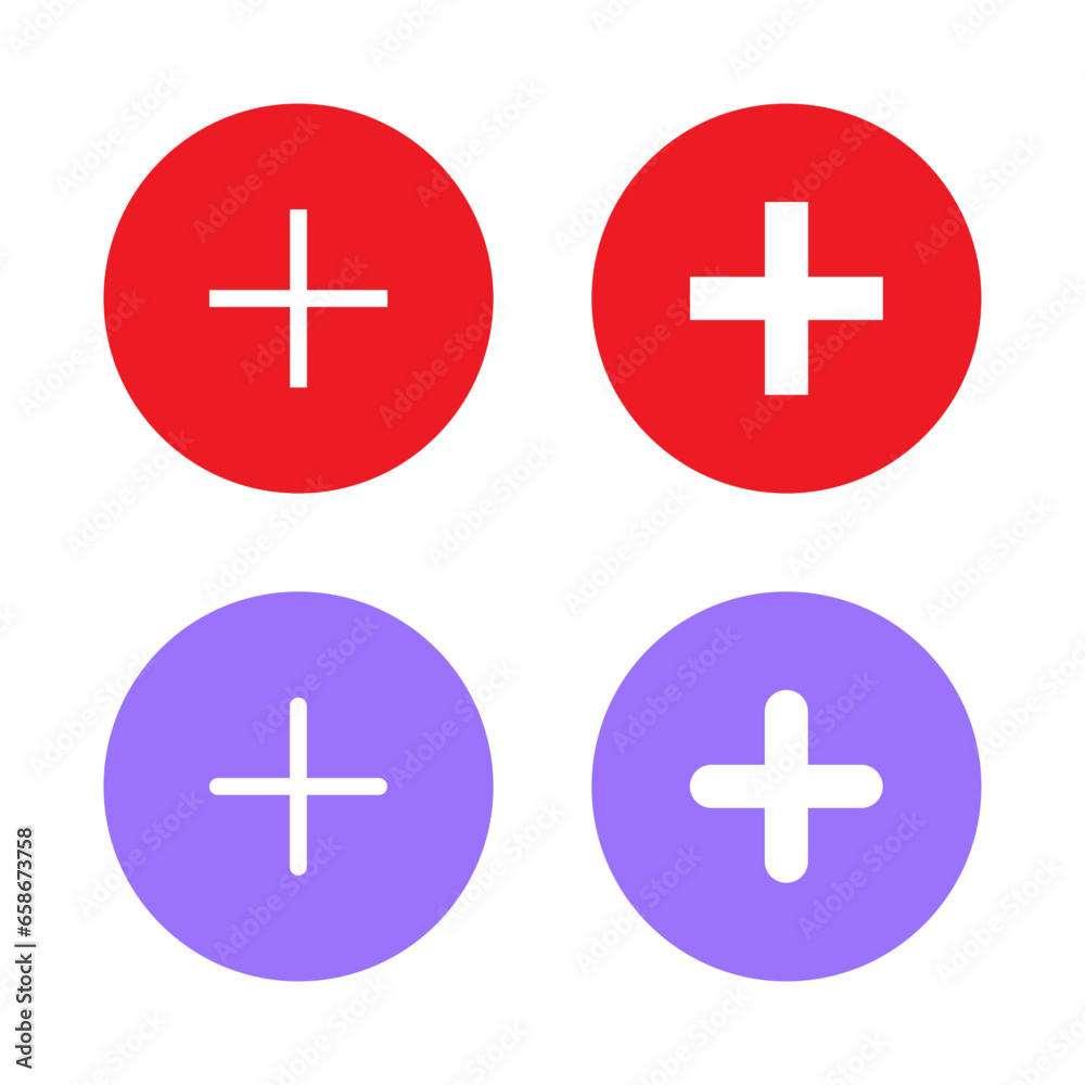 Obraz premium Add icon vector in flat style. Social media plus button sign symbol